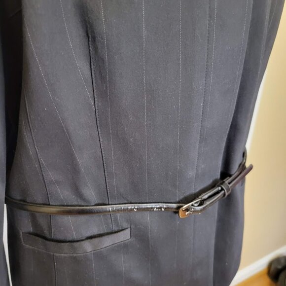Calvin Klein Black Pinstripe Belted Blazer Size 12 - Picture 4 of 5